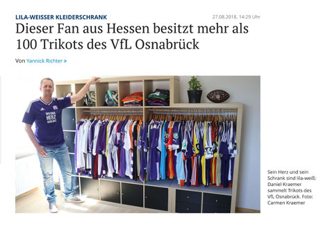 NOZ Artikel VfL Osnabrück Trikot Trikotsammlung vom 27.08.2018