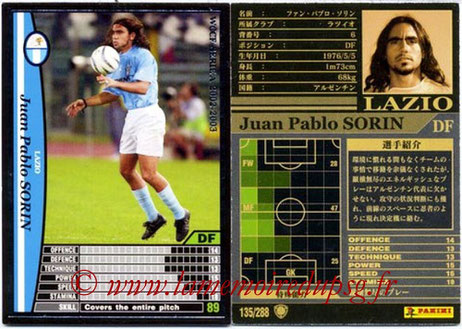 N° 135 - Juan Pablo SORIN (2002-03, Lazio, ITA > 2003-04, PSG)