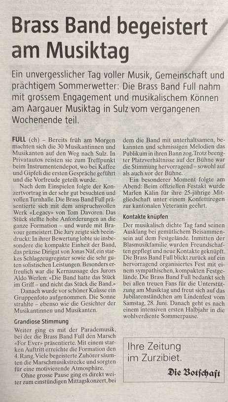 Zeitungsbericht in der Botschaft vom 03.06.2025