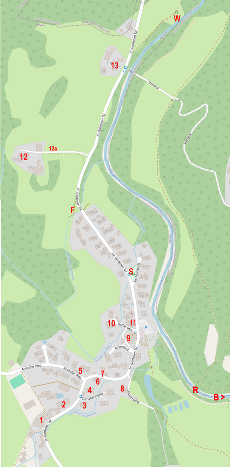 Nummerierung entspricht nicht dem Flyer - Karte: openstreetmap.org