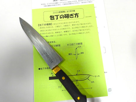 研ぎ方のテキストが用意されていました