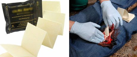 Gasa hemostática y forma de uso