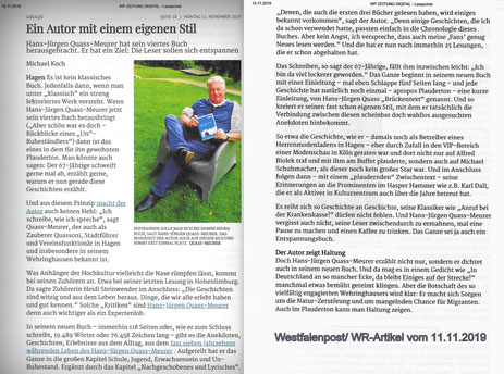 Artikel der WP/WR über QuASSONIs Lesung in Hagen-Hohenlimburg im Juli2019
