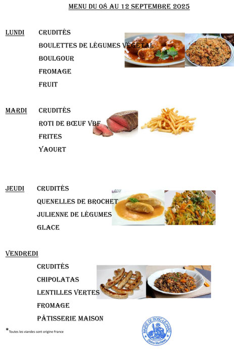 MENU CANTINE