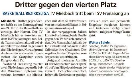 Artikel im Miesbacher Merkur am 13. Dezember 2025 - Zum Vergrößern klicken