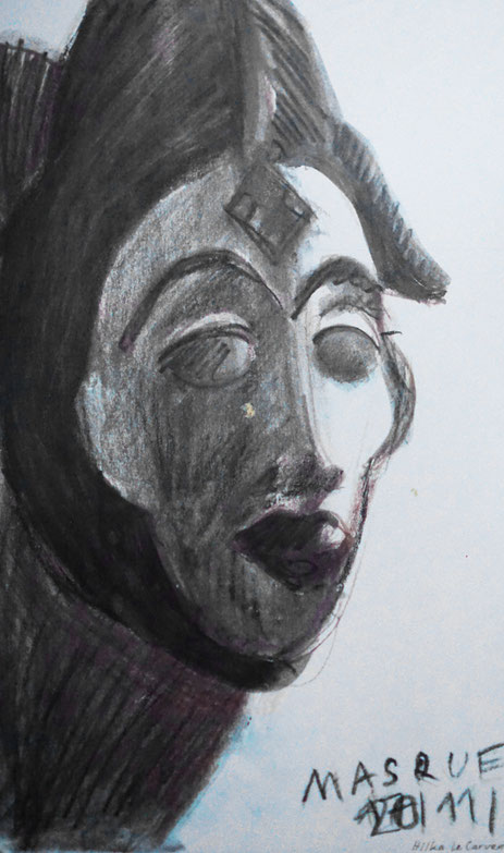 ©Hilka Le Carvennec, dessin de Masque africain, 1998