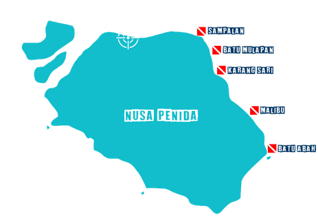 Les sites de plongée à l'Est de Nusa penida, Sampalan, Batu Mulapan, karang sari, Malibu, Batu Abah