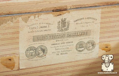 Etiquette ancienne Louis Vuitton rue du scribe vintage malle
