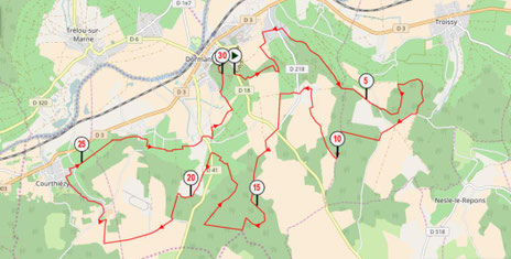 Trail des Coqs 2017 : parcours de 30,214km.