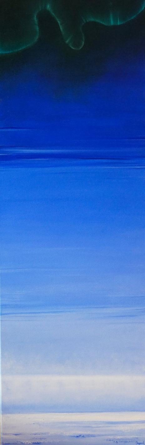 "from the sea level to the thermosphere", oil on canvas 40 x 120 cm