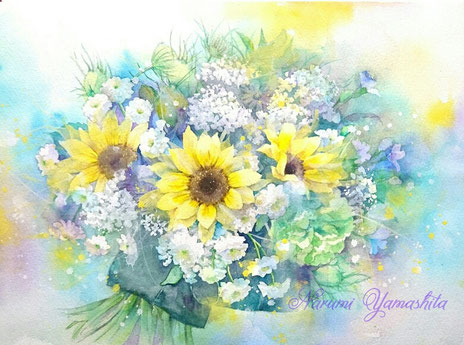 水彩画「山下公園から」 水彩画「山下公園から」