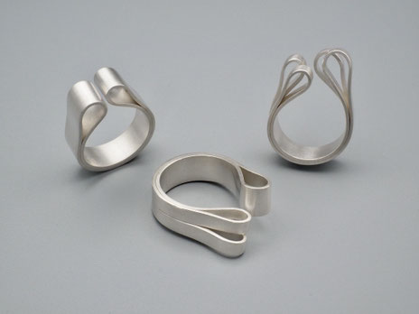 3 Silberringe der Ringserie Looping
