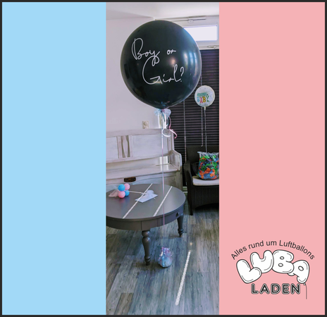 Genderballon fliegend mit Heliumgas und Konfetti in rosa oder hellblau gefüllt Luftballon Bamberg
