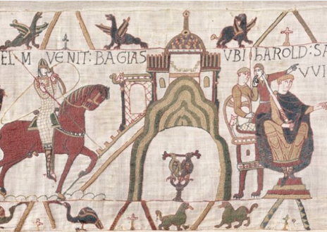 tapisserie de Bayeux, une oeuvre unique au monde du XIème siècle relatant la Conquête de l'Angleterre par Guillaume, Duc de Normandie