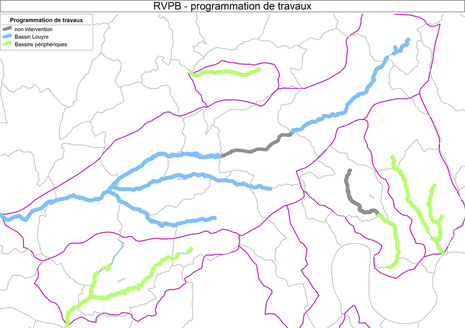 Travaux 2014 en bleu - prochaines tranches de travaux en vert