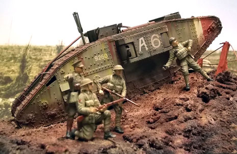 Der Tank bietet eine gute Kulisse für die Figurengruppe.