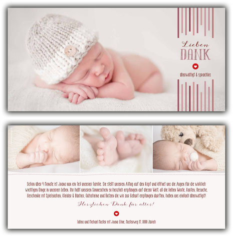 Geburtskarte Geburtsanzeige Dankeskarte Geburt