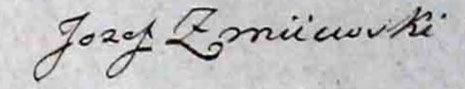 Podpis Jozefa Żmijewskiego z 1828 roku