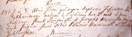 Akt urodzenia Katarzyny z 1817 roku, Metrykalia Pariafii w Grzebsku, Archiwum Diecezjalne w Płocku