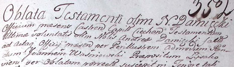 Testament oblatowany w księgach grodzkich ciechanowskich w lutym 1769 roku [Fot. Skanoteka/Genealodzy.Pl]