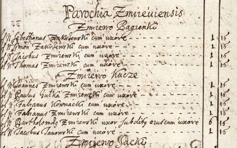 Fragment rejestru pogłównego z parafii żmijewskiej z 1674 roku, AGAD w Warszawie