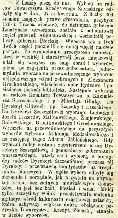 Fragment Gazety Warszawskiej nr 97 z 2 maja 1876 roku