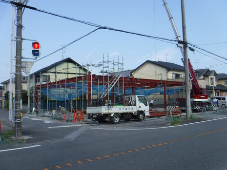 静岡県榛原郡吉田町　鉄骨組立状況