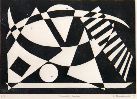 Geometrische Form in Schwarz-Weiß.