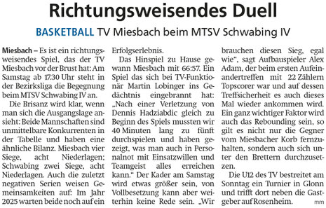 Artikel im Miesbacher Merkur am 15. Februar 2025 - Zum Vergrößern klicken