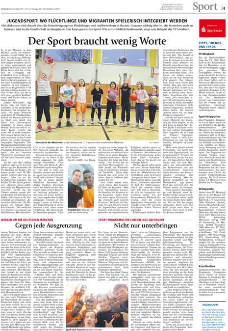 Seite (!) im Münchner Merkur am 28.11.2014 - Zum Vergrößern Klicken