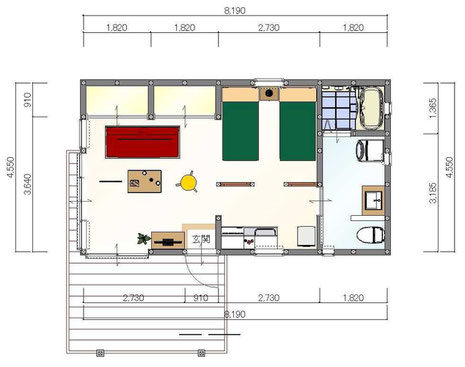 1～2人住まいを想定した別荘。4.5×2.5＝11.25坪