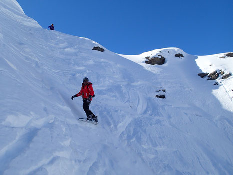 Parick au départ dans un couloir raide au Mont Favre