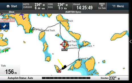 Unsere bisherige Route ( bis Donnerstag 14:25)