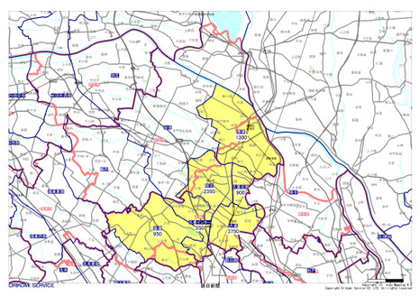 埼玉県久喜市の朝日新聞配布地図