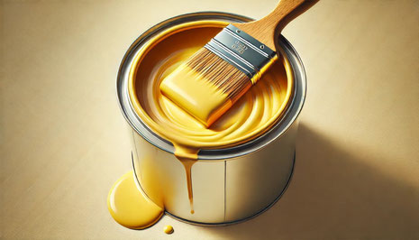 pot de peinture jaune