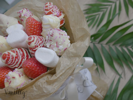 Erdbeere Strauß, Strawberry Bouquet, Valentinstag, Valentinsday, Erdbeere, Marshmallows