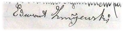 Odręczny podpis Edwarda Stefana z 1907 roku