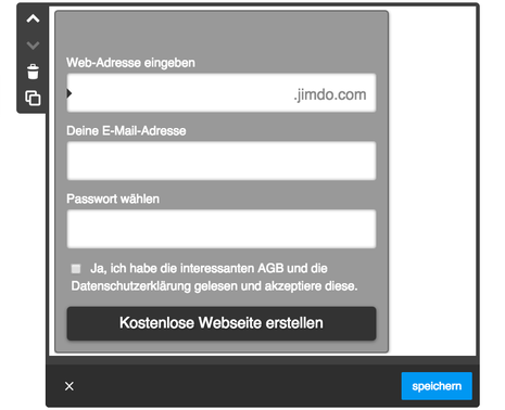 Bild: Jimdo Anmeldebox