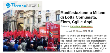 Tirreno News II: “Manifestazione a Milano di Lotta Comunista, Fiom, Cgil, Ampi” 