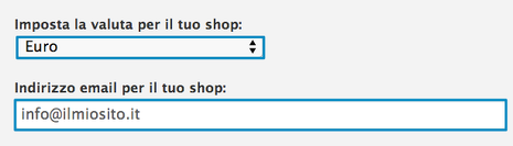 Valuta indirizzo email shop