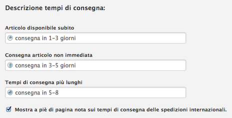 Descrizione tempi consegna
