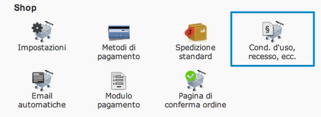 Condizioni uso recesso shop