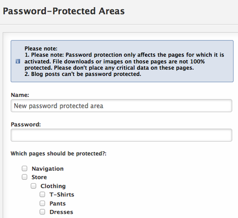 Password Protected Areas