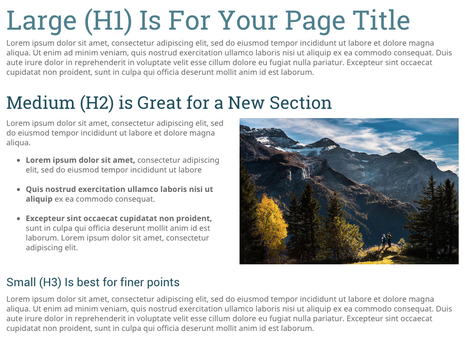 Example of using Heading Elements