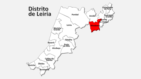 Localização do concelho de Alvaiázere no distrito de Leiria
