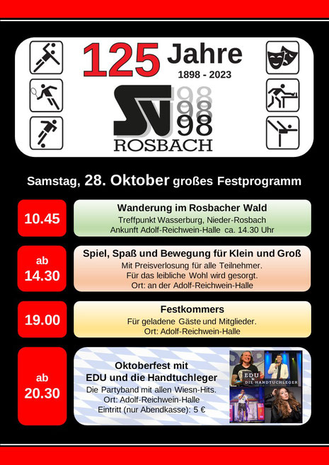 Flyer 125-Jahr-Feier SV 1898 e.V. Rosbach