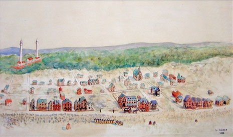 Peinture naïve représentant la naissance de Paris-Plage
