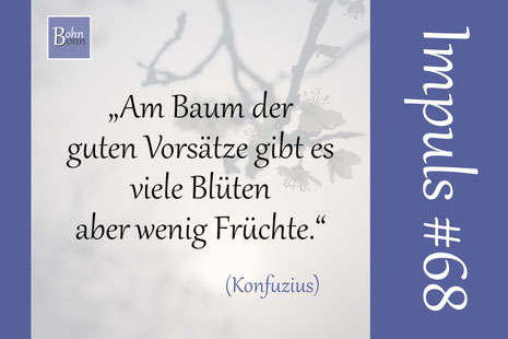 „Am Baum der guten Vorsätze gibt es viele Blüten aber wenig Früchte“ (Konfuzius)