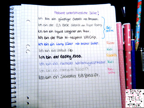 Stifte ausprobieren Handschrift verbessern Schreiben