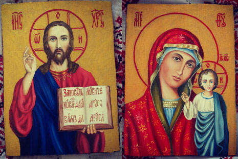 Иисус Христос Богородицы икона в Германии русские православные рукописные